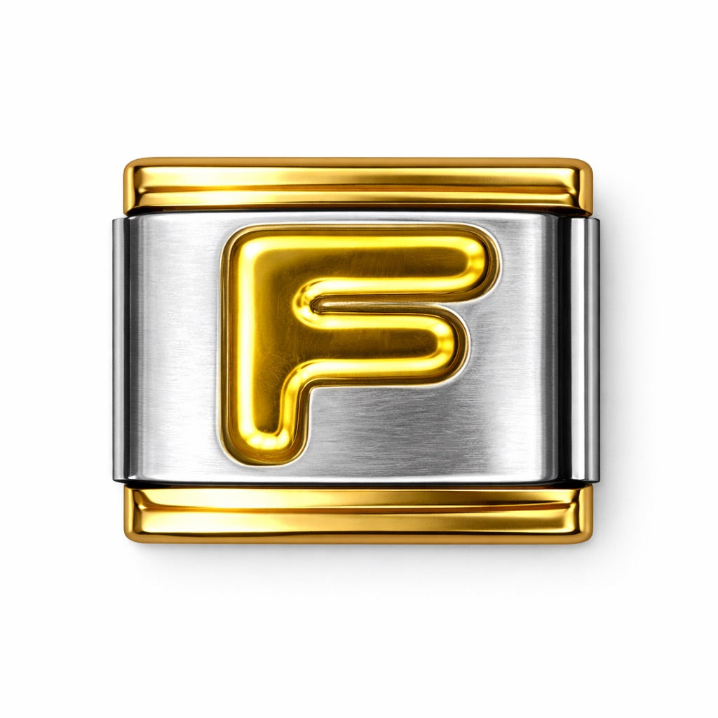 BETŰ - F - charm karkötő elem