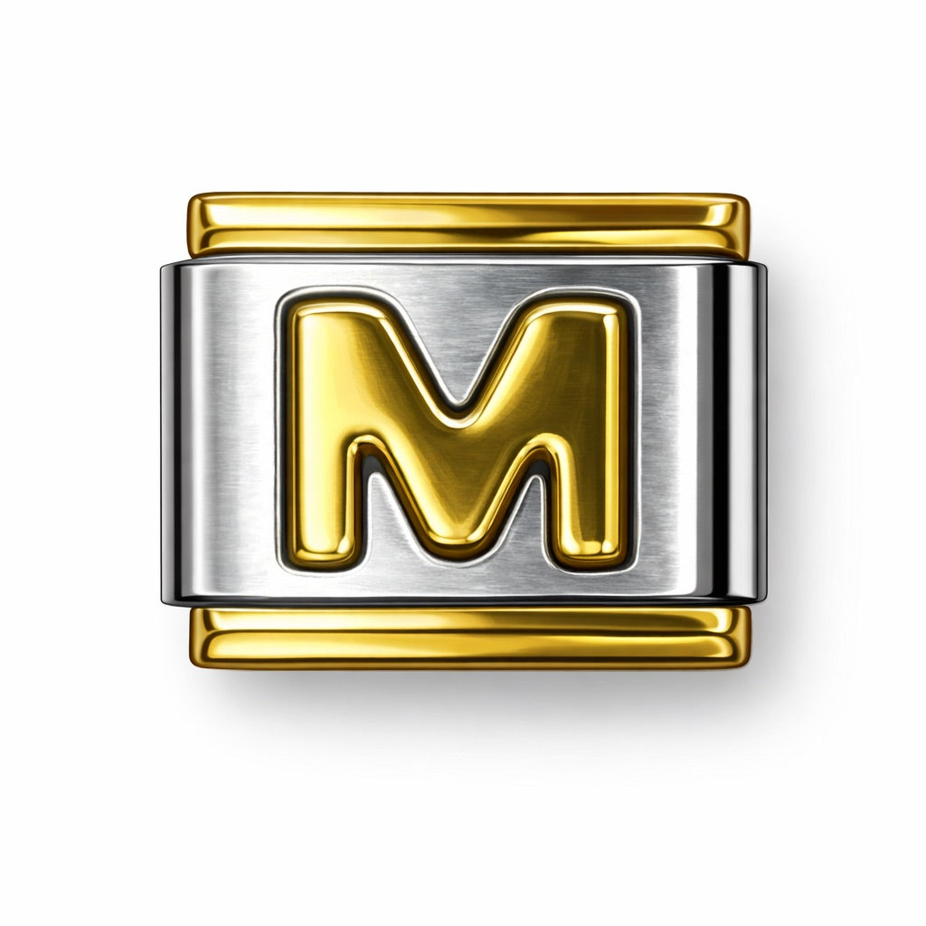 BETŰ - M - charm karkötő elem