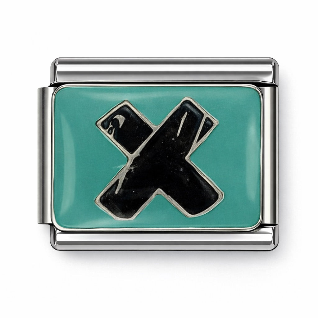 FEKETE X- charm karkötő elem