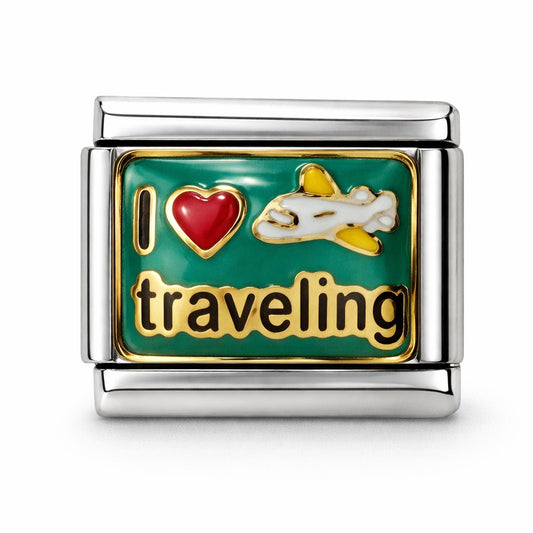 I LOVE TRAVELING  - charm karkötő elem
